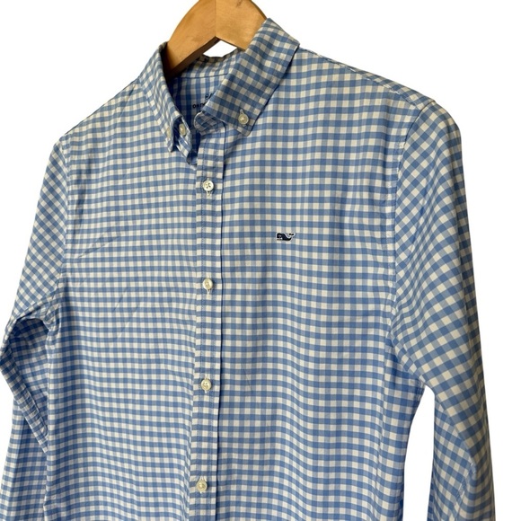 Vineyard Vines Other - Vineyard Vines Boy’s Performance Blue Gingham Long Sleeve Button-Up Shirt 16 L